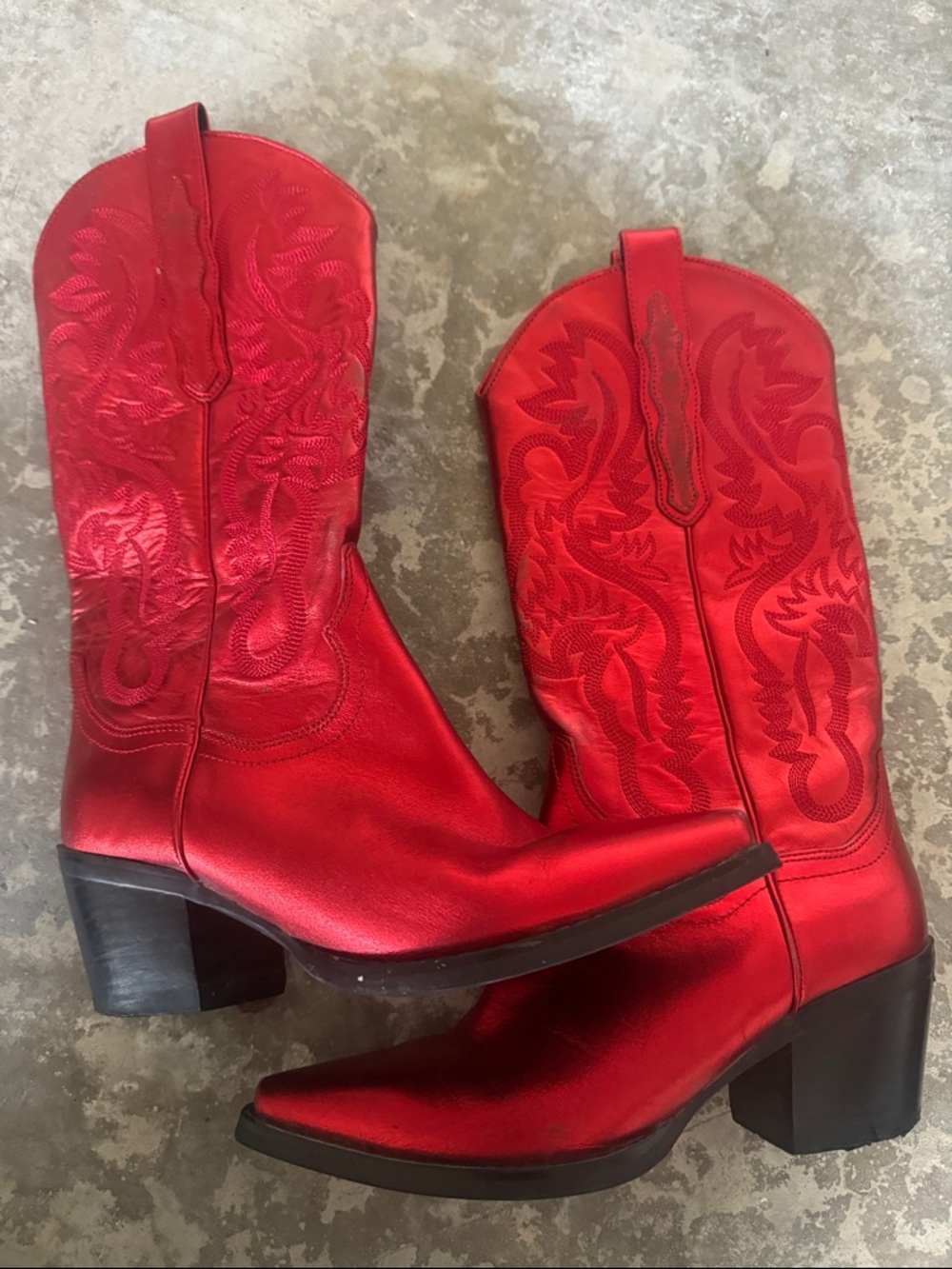 Jeffrey Campbell Red Western Embroidered Heeled Boots